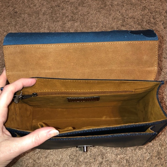 NWT-Patricia Nash-Charonne-Med Satchel with Strap-Tooled Leather-Lapis Blue-$199 - Picture 9 of 12